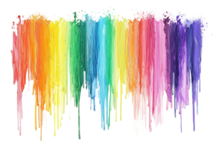 Vibrant abstract watercolor strokes in a rainbow palette on a transparent background. showcasing a blend of colors in a flowing artistic design. png