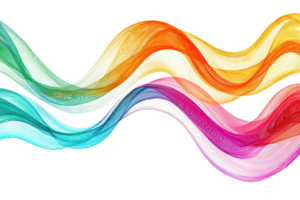 Vibrant abstract wave composition in rainbow colors, symbolizing energy and creativity. Ideal for backgrounds, posters, and design projects. png