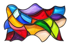 Vibrant abstract stained glass pattern with colorful geometric shapes, creating a dynamic and artistic visual experience. png