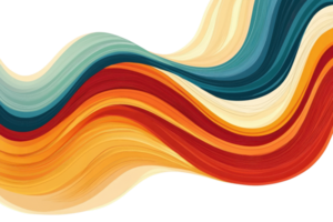 Vibrant abstract wave design with flowing colors of teal, orange, and red creating a dynamic and artistic background. png