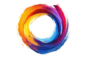 Vibrant circular brushstroke in vivid colors, creating a dynamic and artistic design, perfect for modern and creative visual projects. png