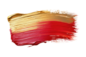 Vibrant brush stroke of golden and red paint creates a striking visual, ideal for artistic backgrounds or color inspiration concepts. png