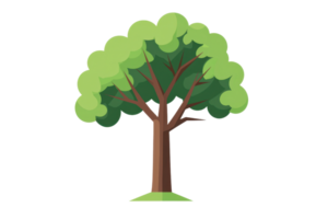 Vibrant illustration of a lush green tree with sprawling branches and rich foliage, symbolizing growth and vitality against a clear background. png