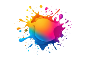 Vibrant splash of colorful paint, depicting creativity and energy in a dynamic artistic expression. png