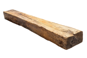 Vintage weathered wooden beam isolated on transparent background. Perfect for construction, carpentry, or rustic decor themes. png
