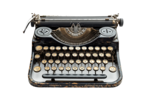 vintage máquina de escrever com intrincado chaves e clássico projeto, perfeito para adicionando uma toque do nostalgia para qualquer criativo projeto ou decoração. png