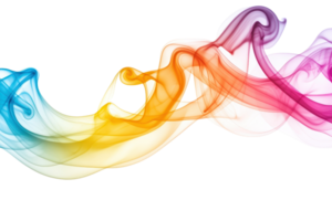 Vivid multicolored abstract smoke swirling gracefully on a transparent background. creating a dynamic blend of vibrant hues and fluid motion. png