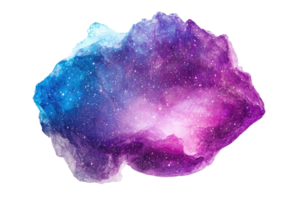 Vivid cosmic cloud with vibrant blue and purple hues, creating a celestial and surreal atmosphere full of stars against a dark background. png
