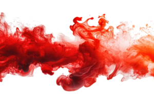 Vivid red and white ink flowing in water, creating abstract art with swirling motion and dynamic contrast in a mesmerizing visual display. png