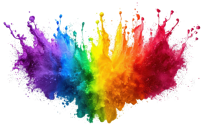 Vibrant explosion of colorful powders in rainbow spectrum, creating a dynamic and lively visual effect for creative design projects. png