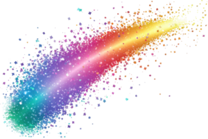 Vibrant multicolored comet streaks across a starry night sky, creating a mesmerizing celestial display of cosmic beauty and wonder. png