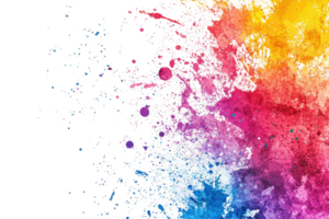 Vibrant explosion of colorful powder particles on a transparent background. creating a dynamic burst of red, yellow, and blue hues for creative designs. png