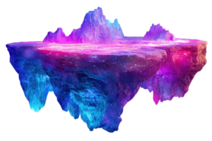 Vibrant floating island with glowing colors in a surreal space environment, showcasing ethereal beauty and imaginative landscapes. png
