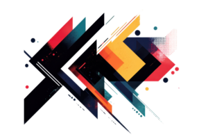 Vibrant geometric abstract art with dynamic colors and sharp angles, perfect for modern design and creative inspiration. png