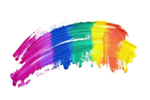 Vibrant rainbow paint strokes create a colorful and artistic abstract design, symbolizing creativity, freedom, and diversity. png
