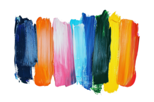 Vibrant multicolor paint strokes on a transparent background. showcasing a spectrum of vivid hues. Ideal for creative and artistic projects. png
