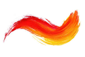 Vibrant red and orange paint stroke on transparent background. showcasing dynamic movement and artistic expression in abstract form. png