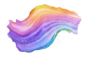 Vibrant rainbow smear with glitter effect, creating a dynamic and colorful abstract design perfect for creative projects and backgrounds. png