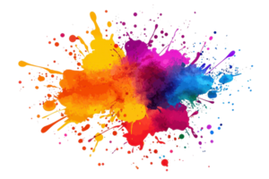 Vibrant splash of multicolored paint creates a dynamic and artistic display, perfect for creative and colorful design application. png