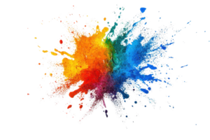 Vibrant splash of colorful powder particles exploding against a transparent background. creating a dynamic and energetic abstract pattern. png