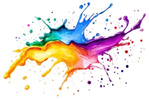 Vibrant splash of colorful paint in motion, creating an artistic and dynamic abstract design. Perfect for creativity and art-themed projects. png