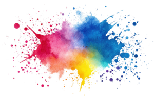 Vibrant splash of colorful watercolor shades blending beautifully on a white backdrop, capturing artistic creativity and dynamic expression. png