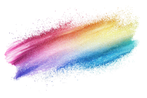 Vibrant rainbow-colored paint splatter on transparent background. showcasing a dynamic and creative artistic expression with vivid hues. png