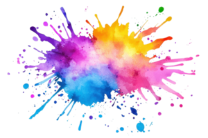 Vibrant splash of colorful paint on transparent background. creating a dynamic abstract pattern. Perfect for creative projects and artistic inspiration. png