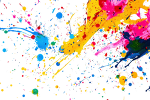 Vibrant splashes of colorful paint collide on a canvas, creating an energetic and dynamic abstract artwork full of motion and creativity. png