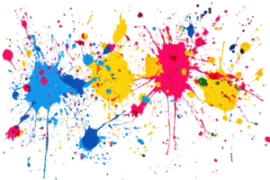 Vibrant splashes of colorful paint creating an abstract and dynamic artistic background, perfect for creative design projects and inspiration. png
