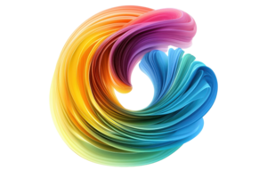 Vibrant swirl of rainbow colors forming an abstract vortex design, symbolizing creativity and dynamic energy in digital art. png