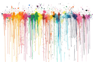 Vibrant splashes of colorful paint dripping against a transparent background. creating a dynamic and artistic abstract design. png