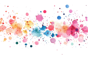 Vibrant watercolor splashes in an abstract array, featuring vivid colors and dynamic shapes, perfect for creative and artistic backgrounds. png