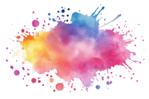 Vibrant watercolor splash with a blend of pink, violet, and blue hues, creating a dynamic abstract design - ideal for creative projects. png