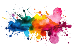Vibrant watercolor splashes blend seamlessly, creating a stunning abstract art piece filled with lively colors and dynamic energy. png
