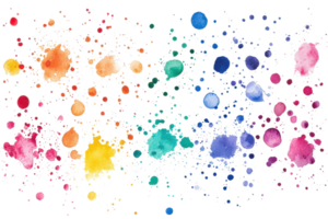 Vibrant watercolor splash with diverse colors, creating an artistic, abstract background ideal for creative designs and projects. png