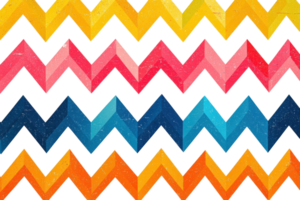 Vibrant zigzag pattern featuring multicolored chevrons in yellow, pink, and blue, creating a lively and dynamic abstract background. png