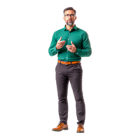 Stylish Professional Man Presenting with Confidence in Studio Setting png