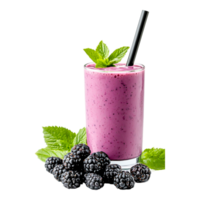 Refreshing Berry Smoothie with Mint Garnish and Blackberries png