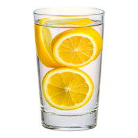 Fresh Lemon Slices in a Glass of Clear Water for Refreshing Drink png