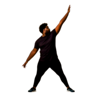 Dynamic Pose of Athletic Individual in Black Attire Celebrating Movement png