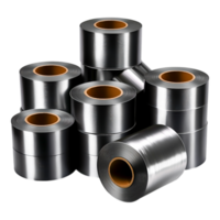 Stack of shiny metal rolls with cardboard cores png