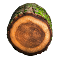 Cross-section of natural wood log with detailed texture and patterns png
