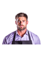 Focused Male Chef in Apron with Intense Expression on Face png