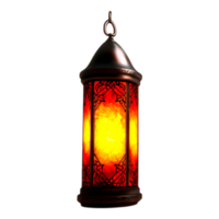 Intricate Lantern with Amber and Red Glass for Cozy Ambiance png