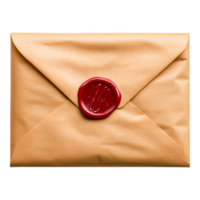 Vintage Sealed Envelope with Red Wax Seal on Brown Paper png