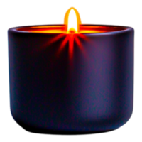 Single Flickering Candle in Dark Container with Warm Glow png