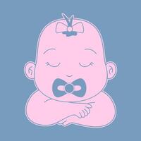 a baby with a pacifier in its mouth vector