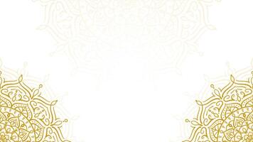 Clean Detailed Gold Mandala Art with Floral And Petal Elements On Soft White Horizontal Background Design vector