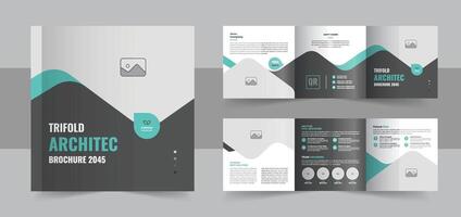 Unique architecture square trifold brochure template design layout vector